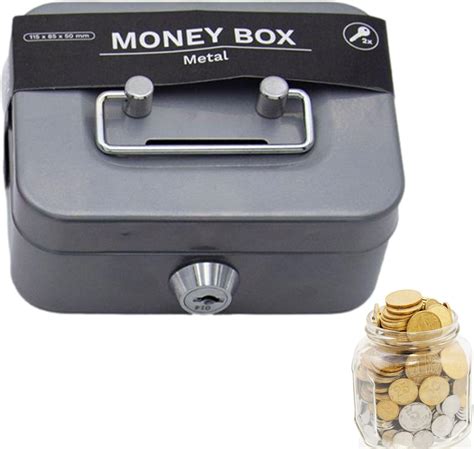 small silver steel cash box with key hole on top|Amazon.com: Small Metal Cash Box.